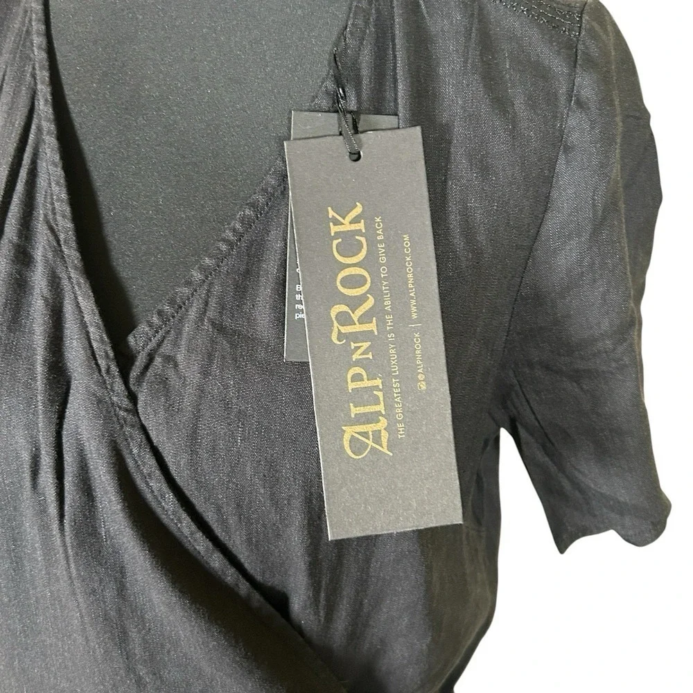 NWT Alp N Rock Thalia Wrap Linen Blend Dress Black Size S
